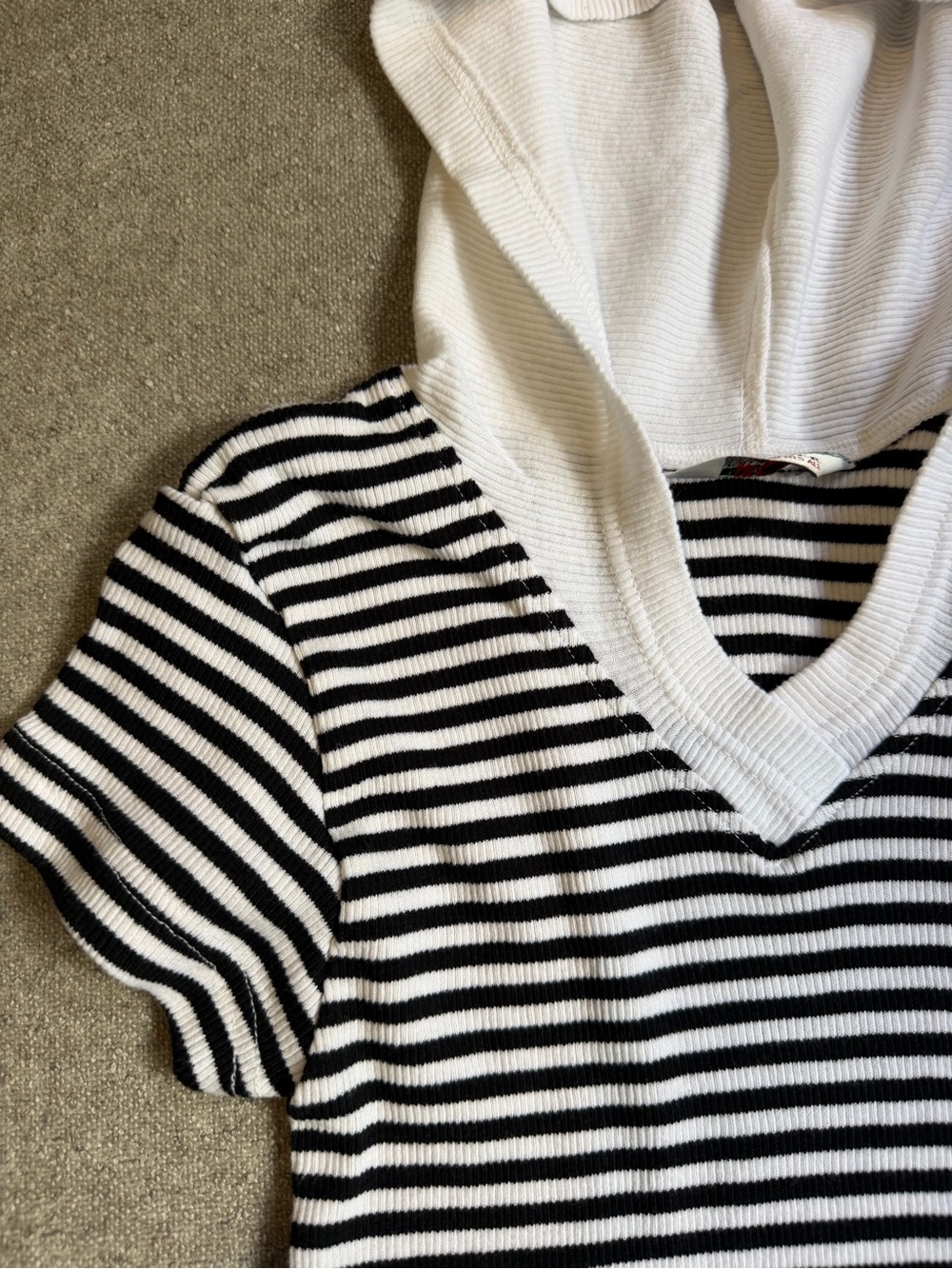 Vintage Hard Tail Black White Striped Hooded Shirt Small - Picture 5 of 9